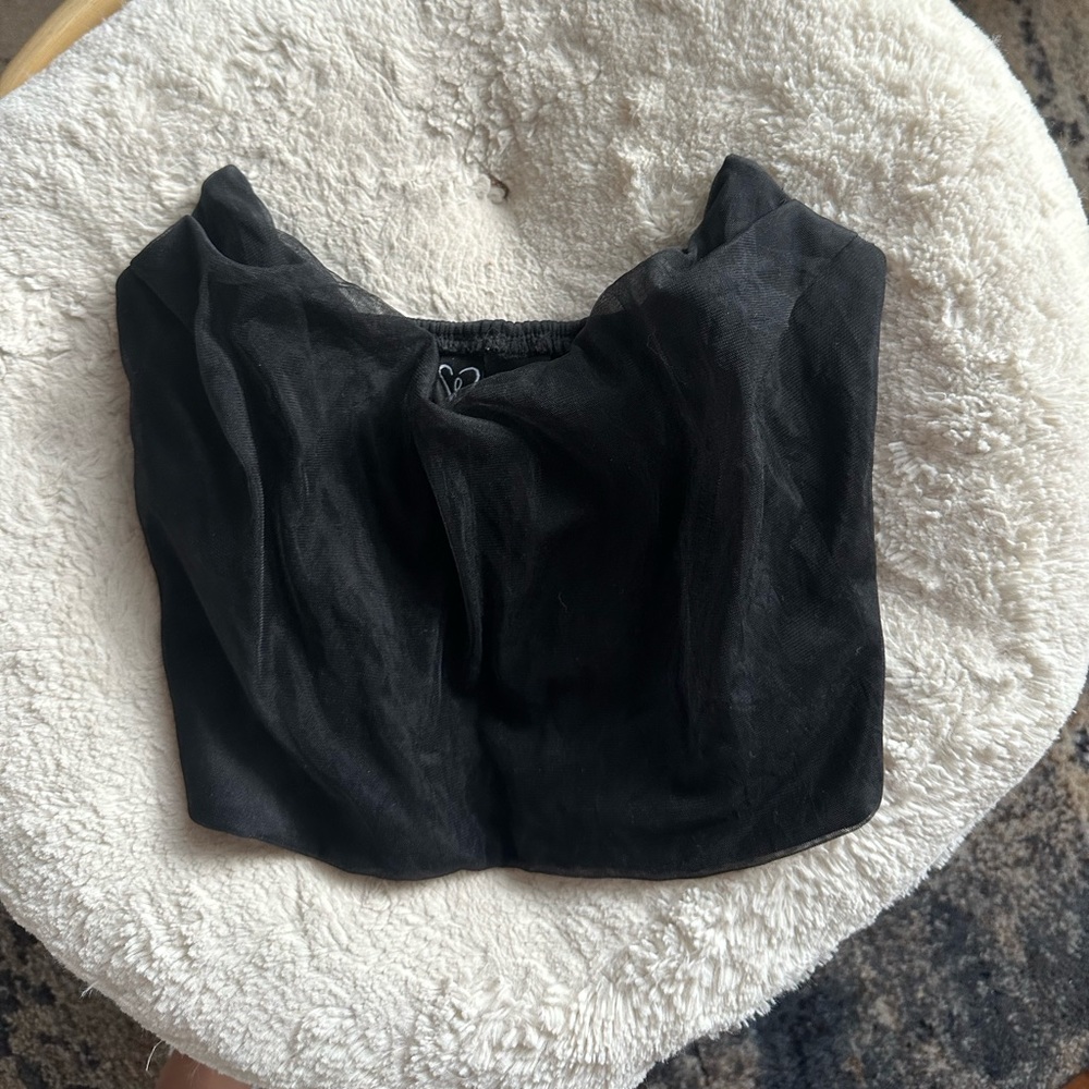 Windsor Black Mesh Strapless Top